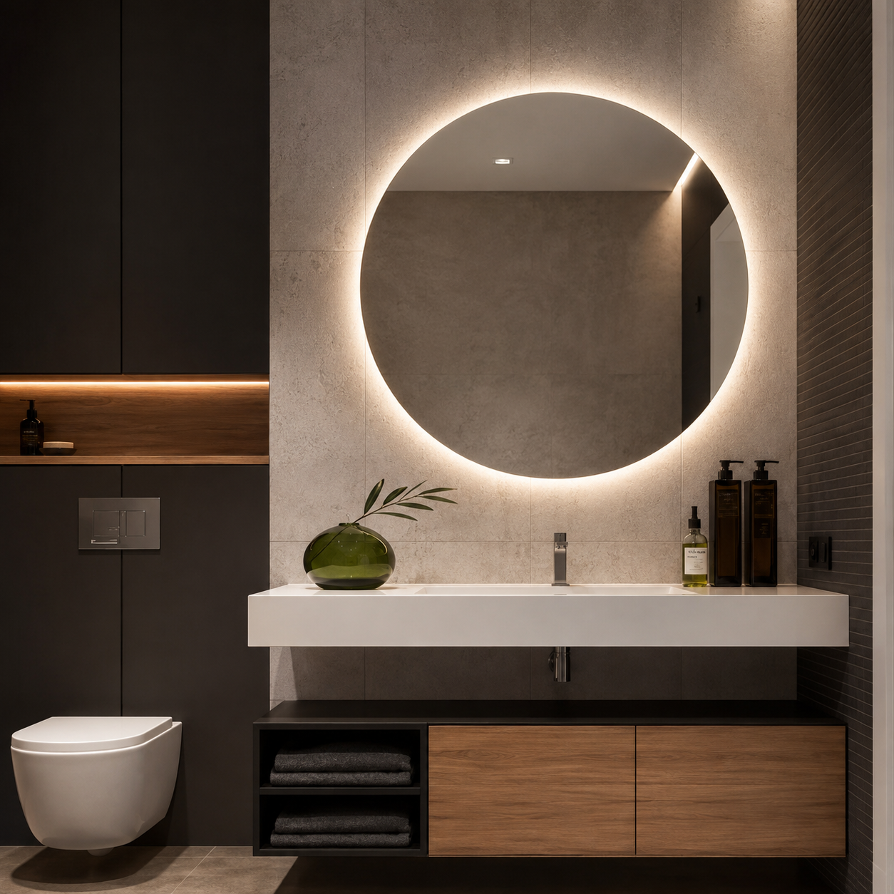 Moderner runder LED-Wandspiegel